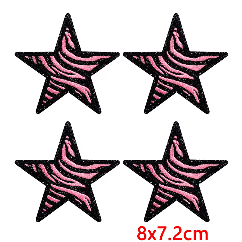 Parche termoadhesivo bordado rayos y estrellas rock con animales - imagen 4