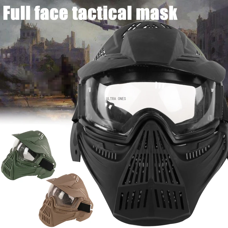 Máscara táctica facial completa con gafas desmontables airsoft