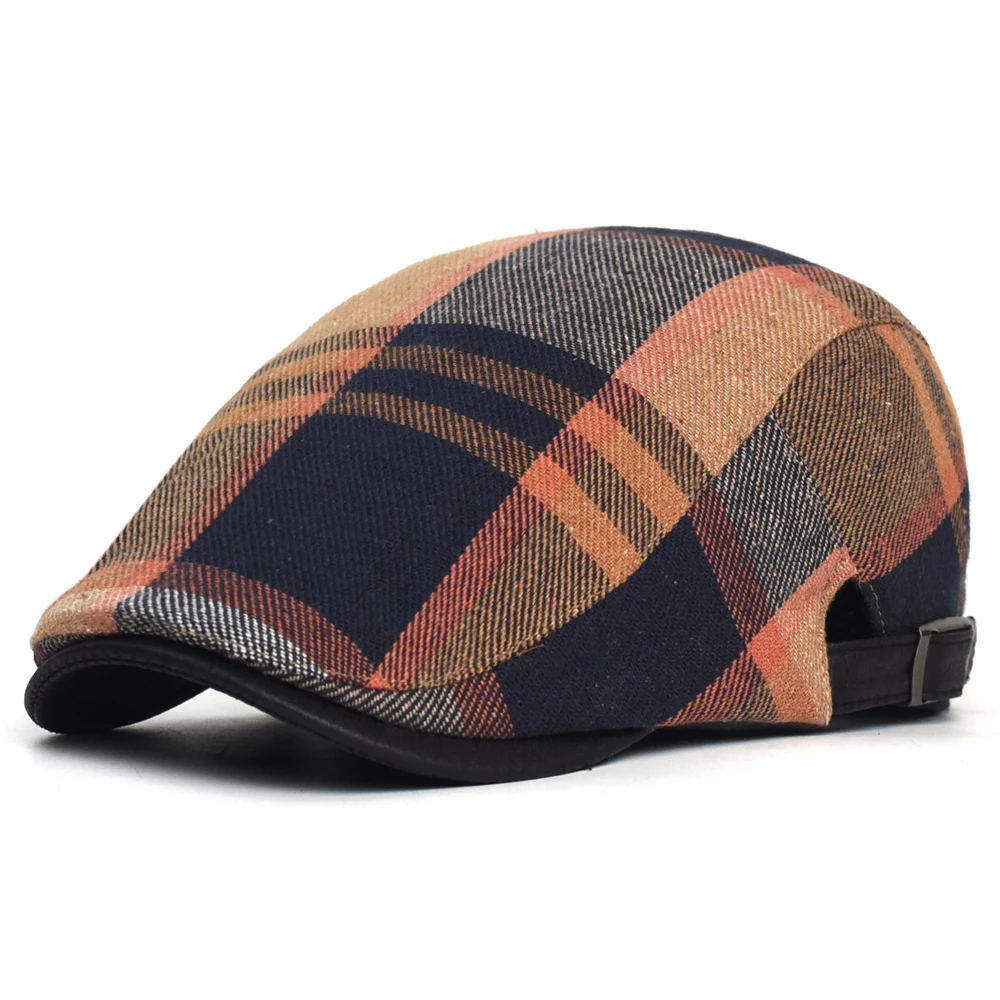 Vista frontal de la gorra estilo Newsboy Gatsby a cuadros