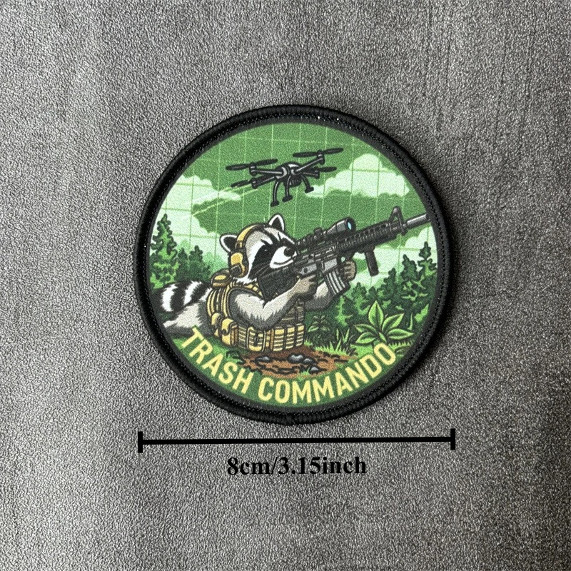 Parche táctico mapache con velcro, insignia militar para mochila - imagen 5