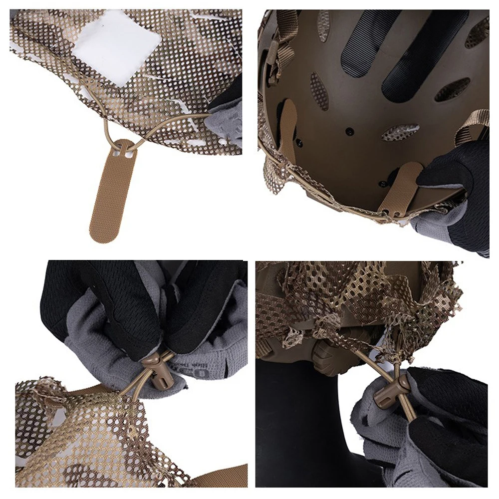 Funda táctica de malla para casco con cuerda elástica ligera - imagen 3