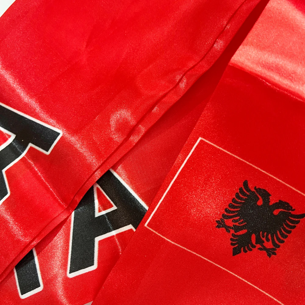 Bufanda Albania satén estampada ambos lados con borlas para fútbol - imagen 4