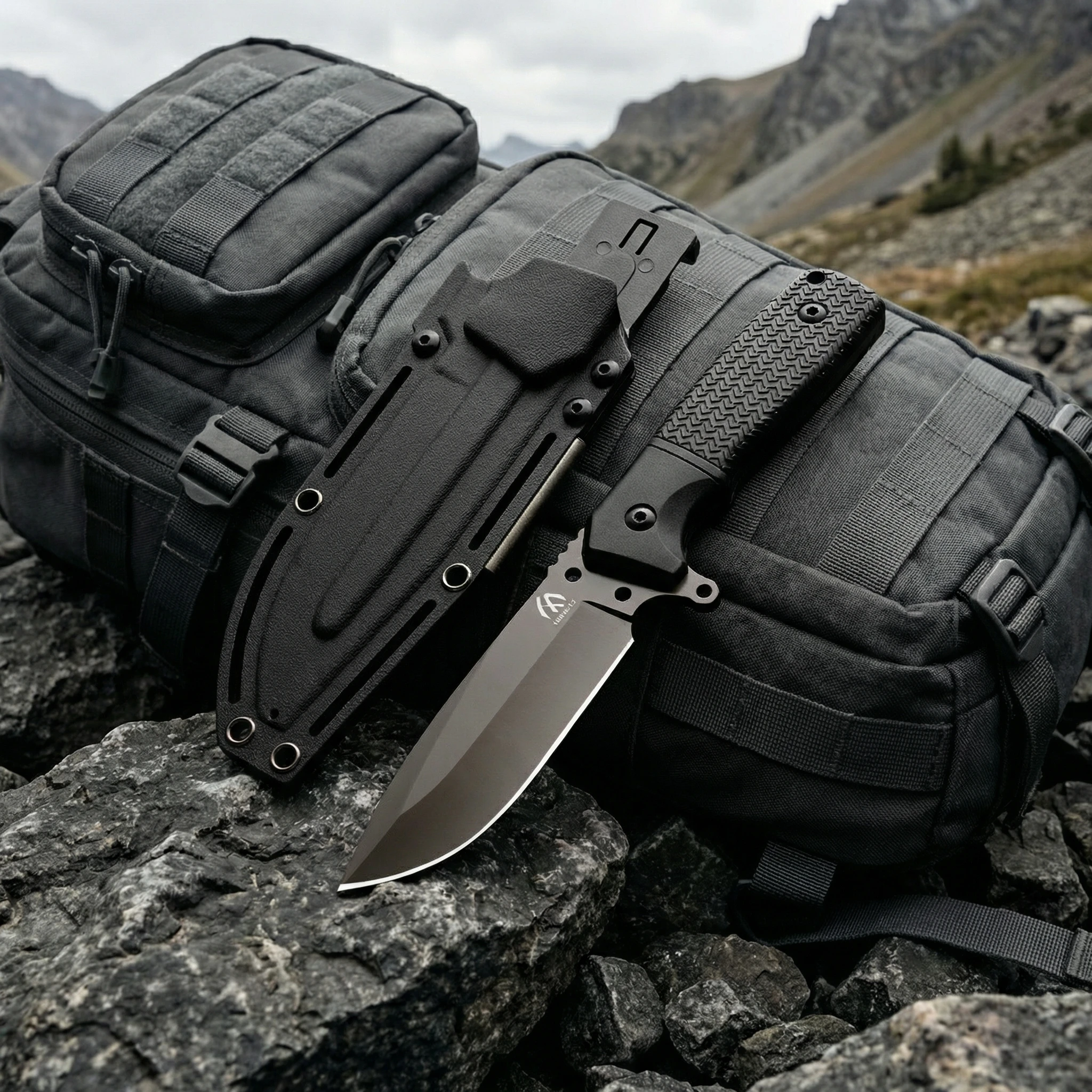Cuchillo fijo táctico acero alta calidad para exterior con funda - imagen 5