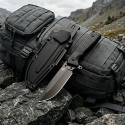 Cuchillo fijo táctico acero alta calidad para exterior con funda