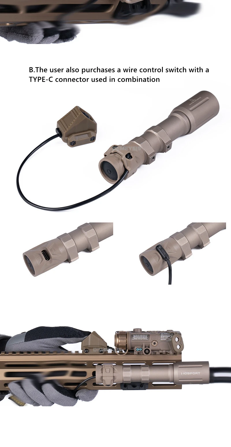 Tactische USB-C zaklamp staartkap Dual-functionele nylon drukkap