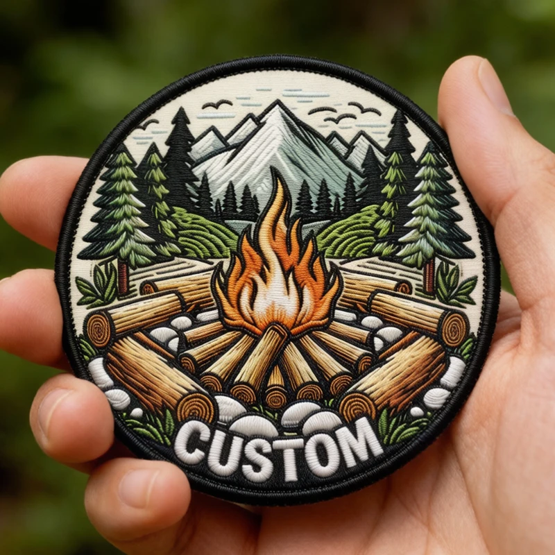 Parche bordado personalizado con logo de paisajes al aire libre