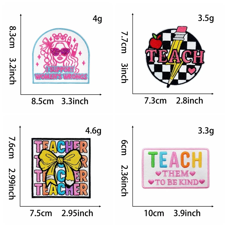 Parche termoadhesivo bordado Teach Pink lápiz y pajarita para ropa - imagen 5