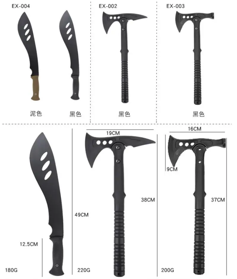 Cuchillo curvo de batalla TPR para exteriores, portátil resistente