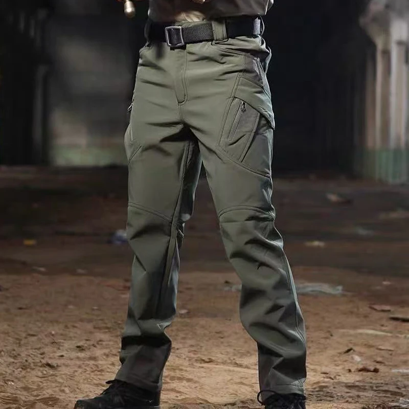 Pantalones tácticos softshell impermeables invierno cargo senderismo