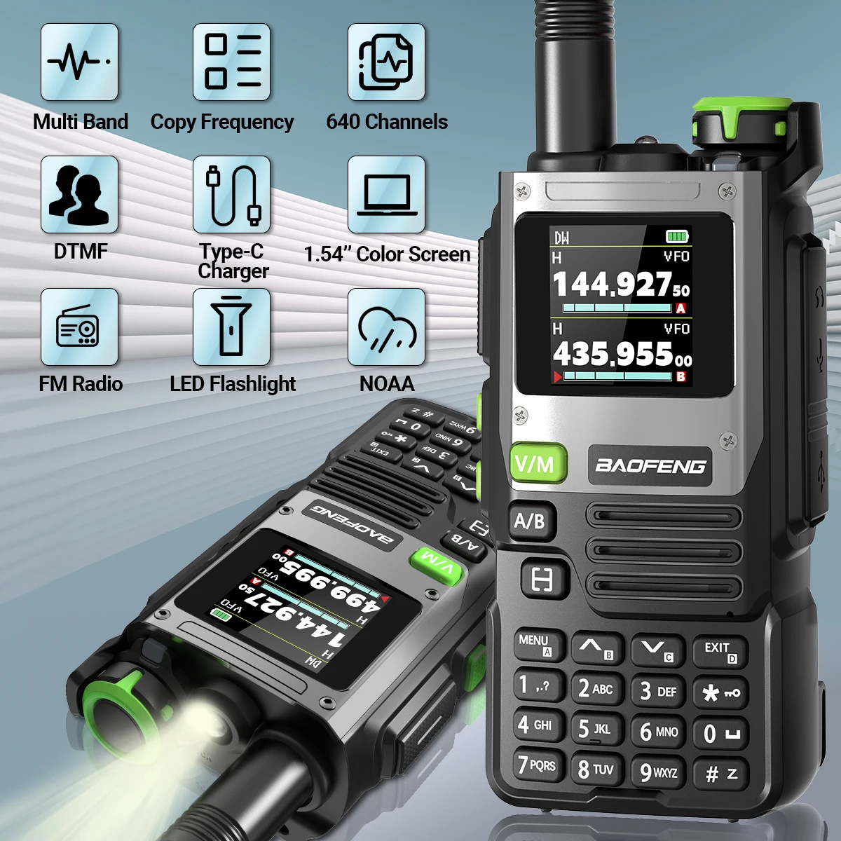 Baofeng K61 Pro walkie-talkie multibanda DTMF con NOAA y banda aeronáutica - imagen 4