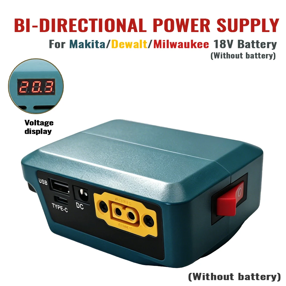 Adaptador USB tipo C para baterías Makita/Milwaukee/DeWalt, portátil - imagen 5