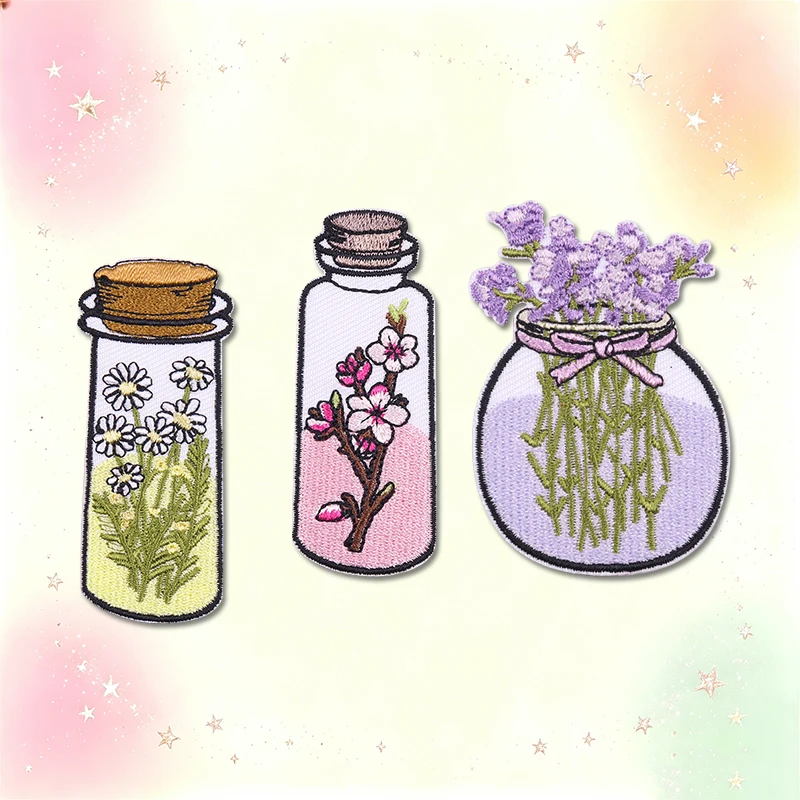 Parches termoadhesivos bordados botellita lavanda Summer Waves Beach - imagen 2