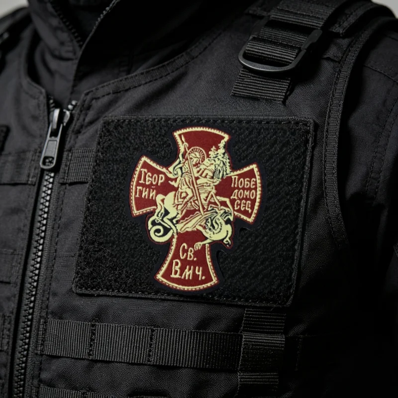 Parche táctico bordado San Jorge con cruz – Velcro para mochila - imagen 4
