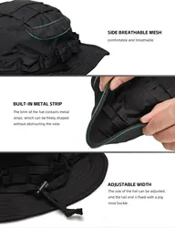 Sombrero táctico plegable transpirable con ala ancha y protección solar