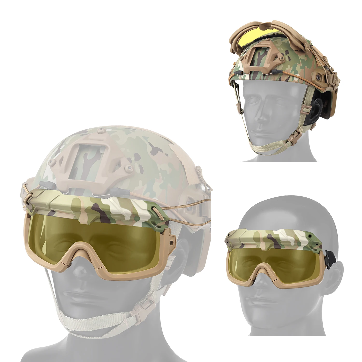 Gafas tácticas Anti-UV divisibles – Adaptables a casco para airsoft y caza