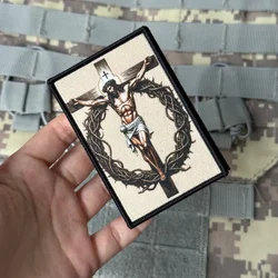 Parche táctico morale Jesús en la cruz con gancho y bucle militar