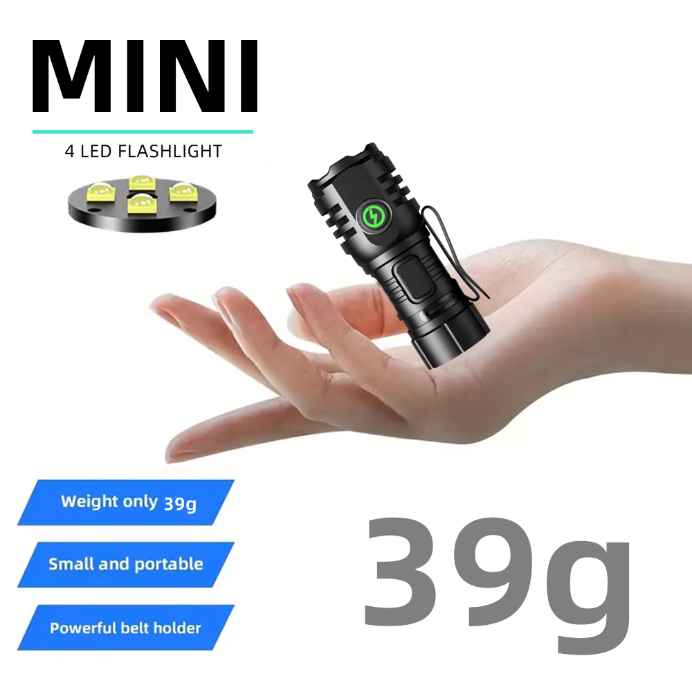 Linterna LED USB portatil 6500K mini para bolsillo y al aire libre, luz roja - imagen 4