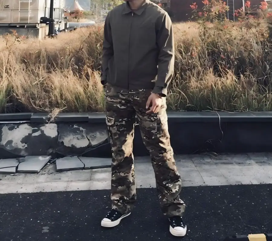 Pantalones tácticos camuflaje americano estilo retro pierna recta
