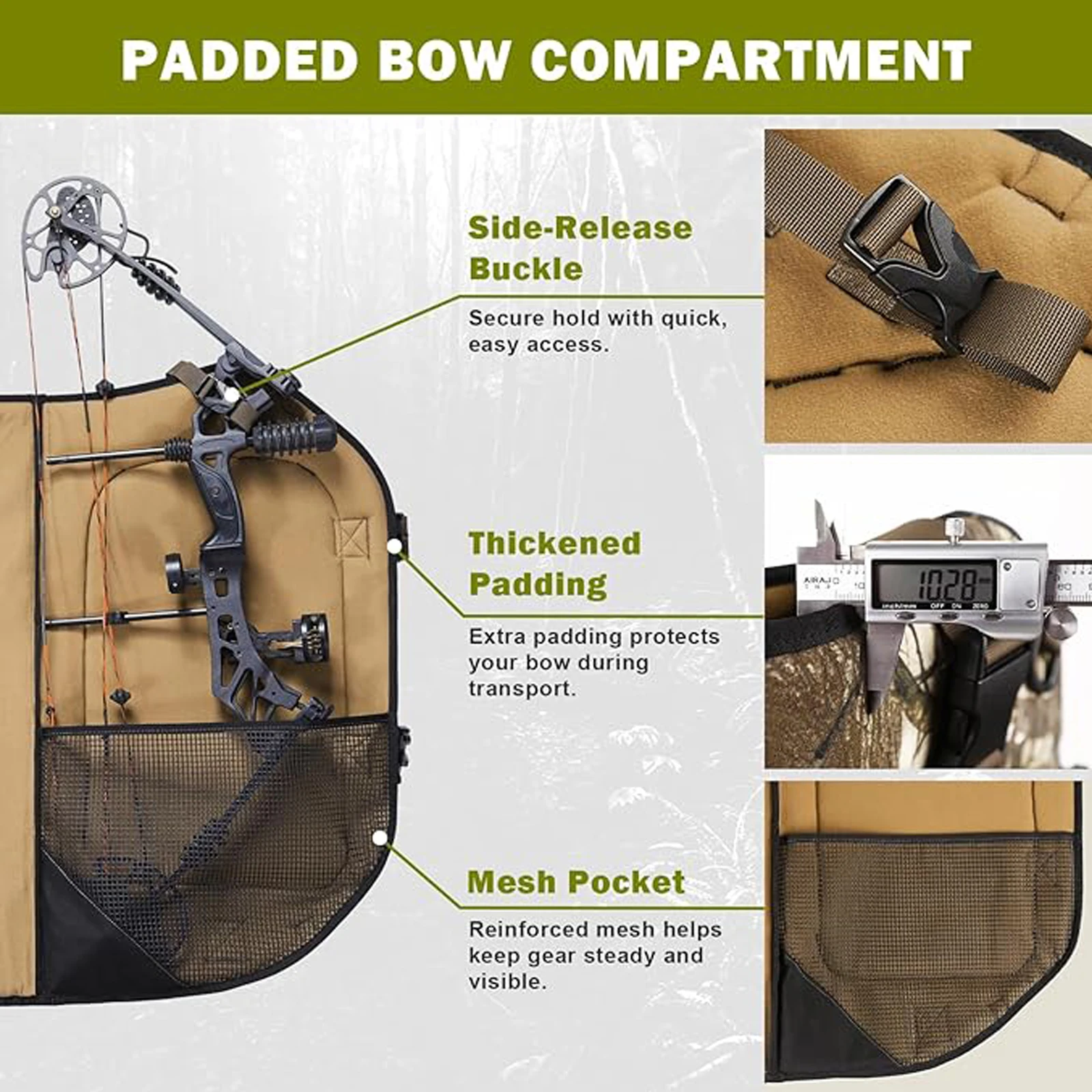 VOTAGOO GEAR Mochila táctica de caza con soporte para arco camuflaje - imagen 3