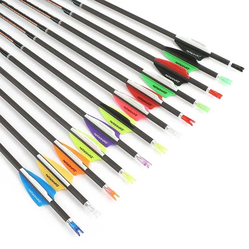 Flechas de carbono para arco compuesto, punta y plumas ranura de aire