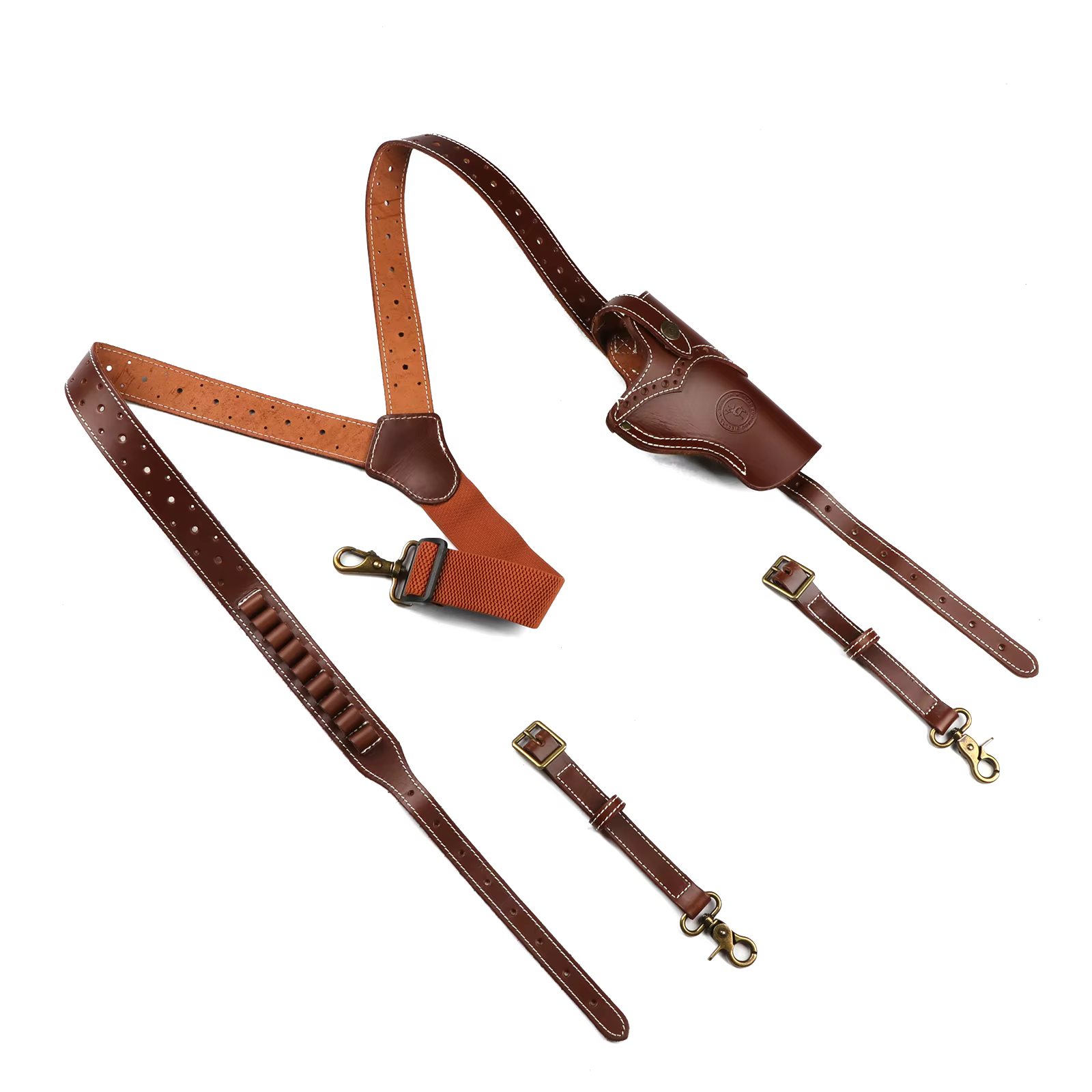 Tourbon Funda Pistola Cuero Ajustable Hombro Porta Cartuchos Marrón - imagen 4