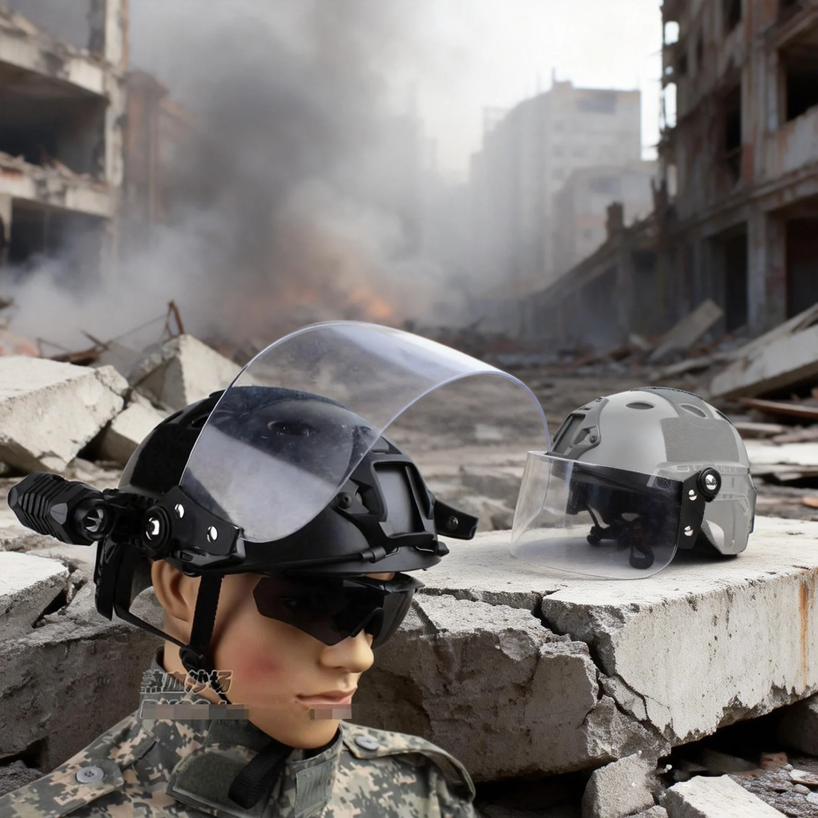 Protección facial táctica abatible transparente para casco FAST/MICH - imagen 5