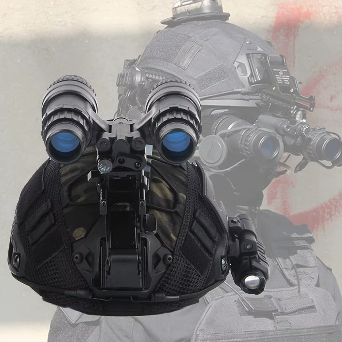 Casco táctico Airsoft rápido PJ con NVG, linterna y gafas - imagen 4