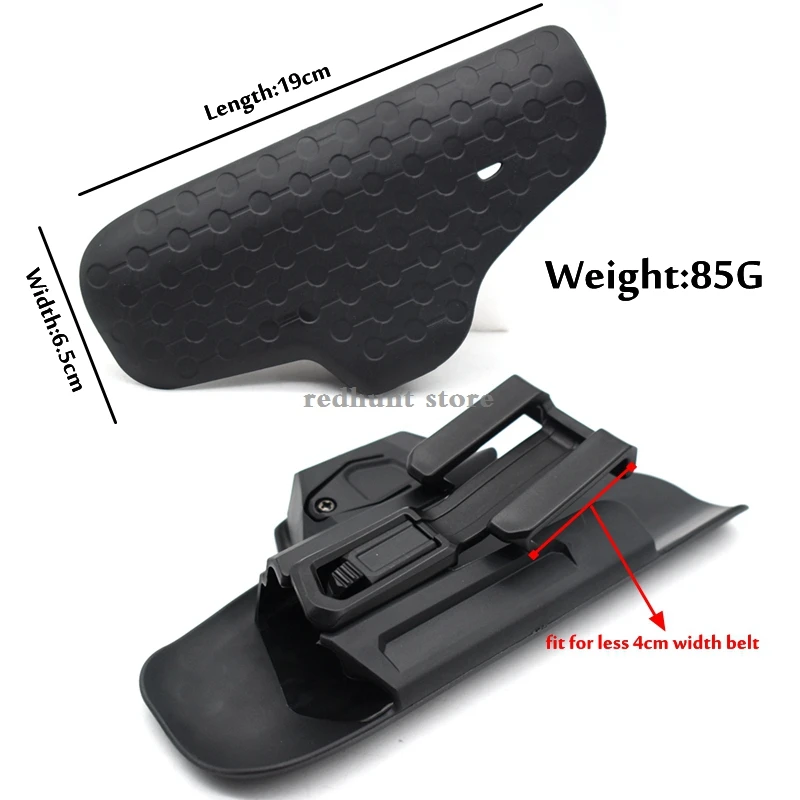 Vista lateral de la funda con clip de cinturón