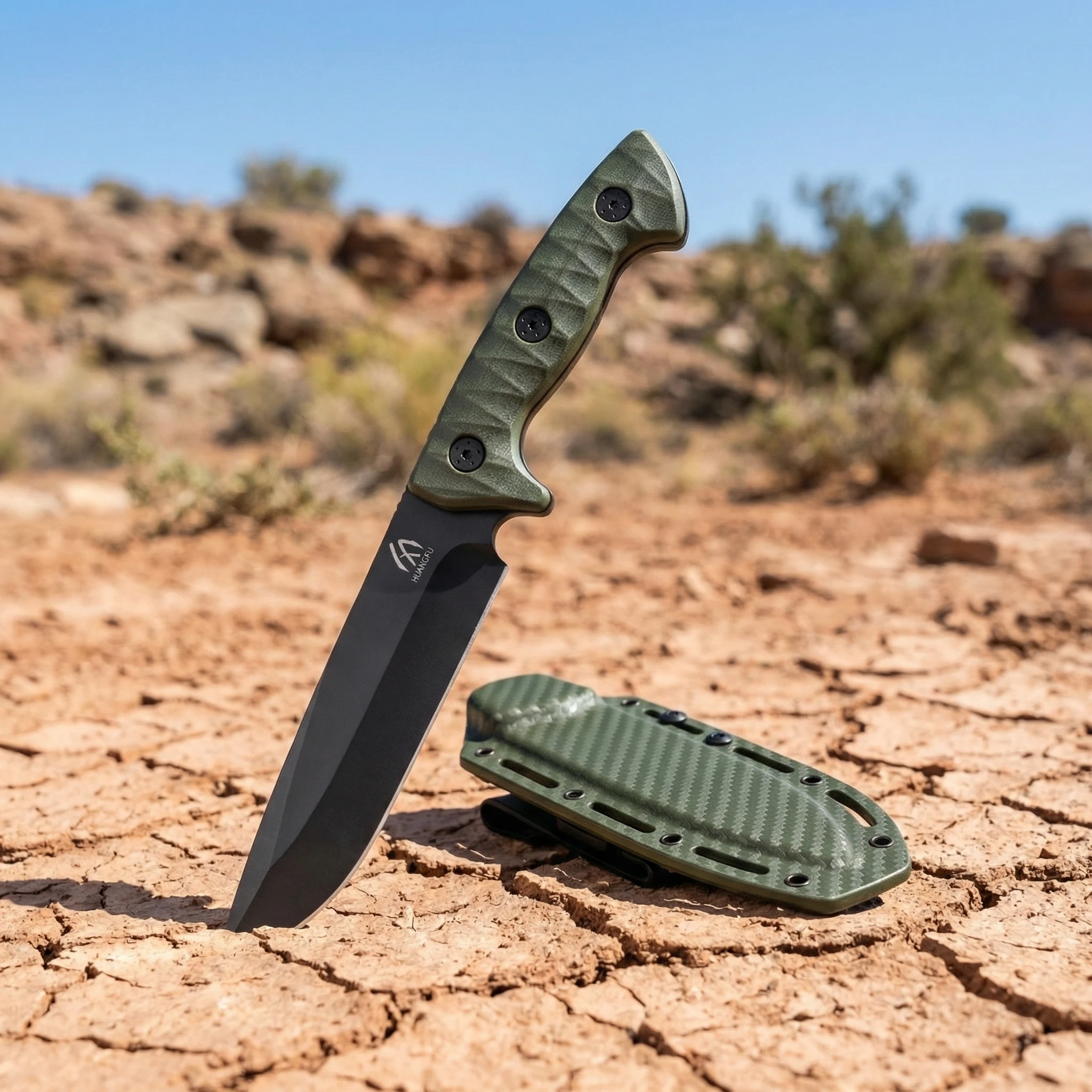Cuchillo fijo táctico al aire con funda para senderismo y camping - imagen 3
