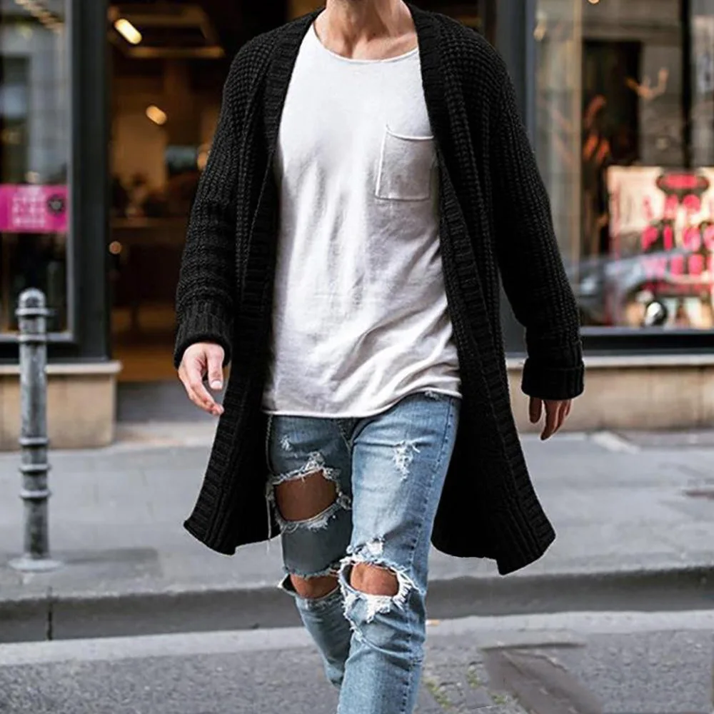 Cárdigan militar de punto liso – Jersey táctico largo para hombre - imagen 2