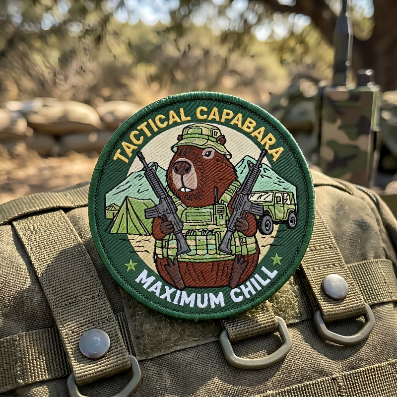 Parche táctico bordado capibara con gancho y bucle para mochila - imagen 4