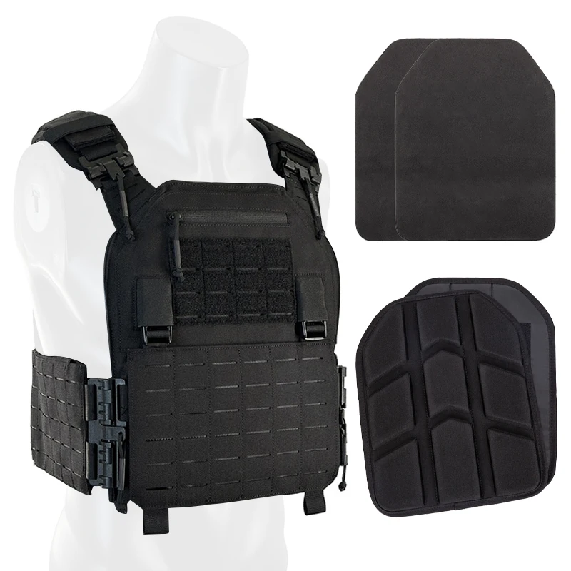Chaleco portaplacas MOLLE con corte láser y liberación rápida airsoft