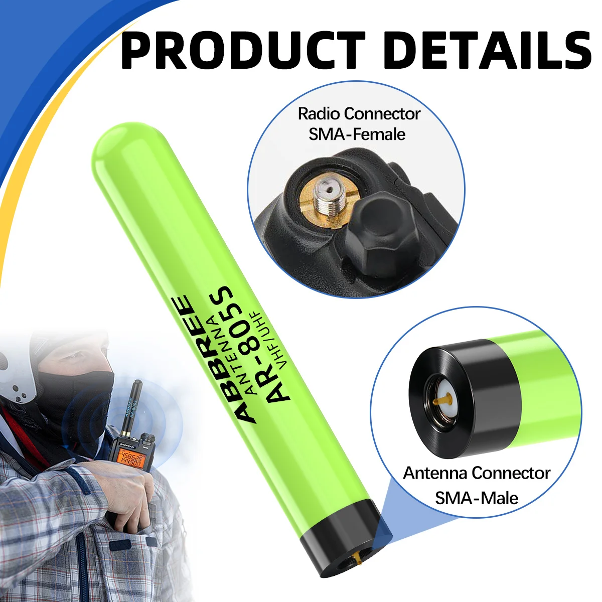 Antena ABBREEE AR-805S SMA macho para walkie talkie - imagen 3