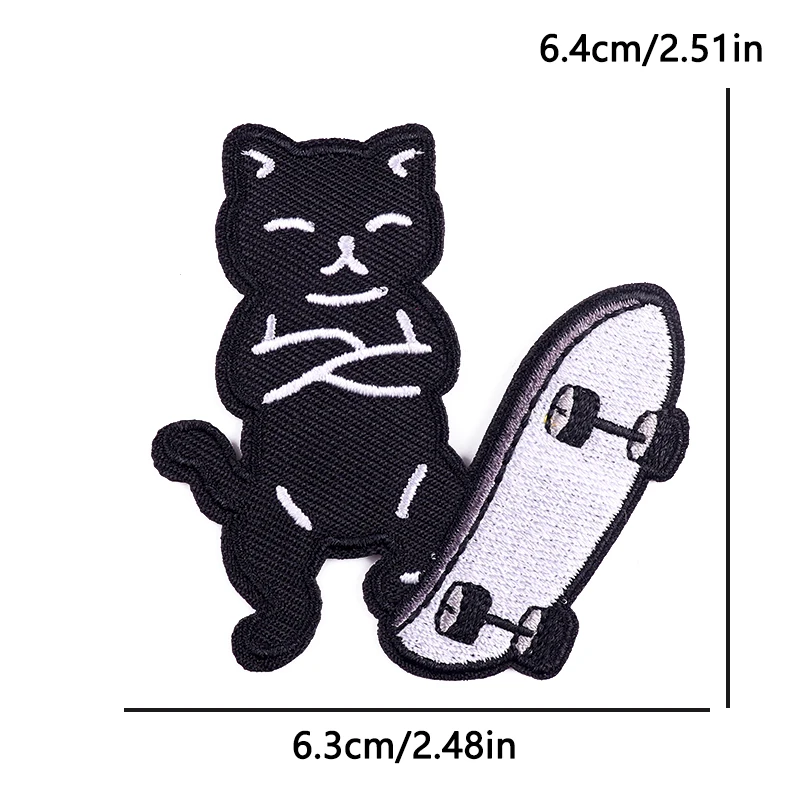 Parche termoadhesivo gato tiburón negro de dibujos para mochila - imagen 5