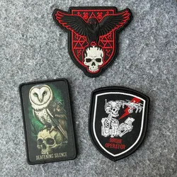 Parche táctico bordado búho esqueleto operador drones calavera alada