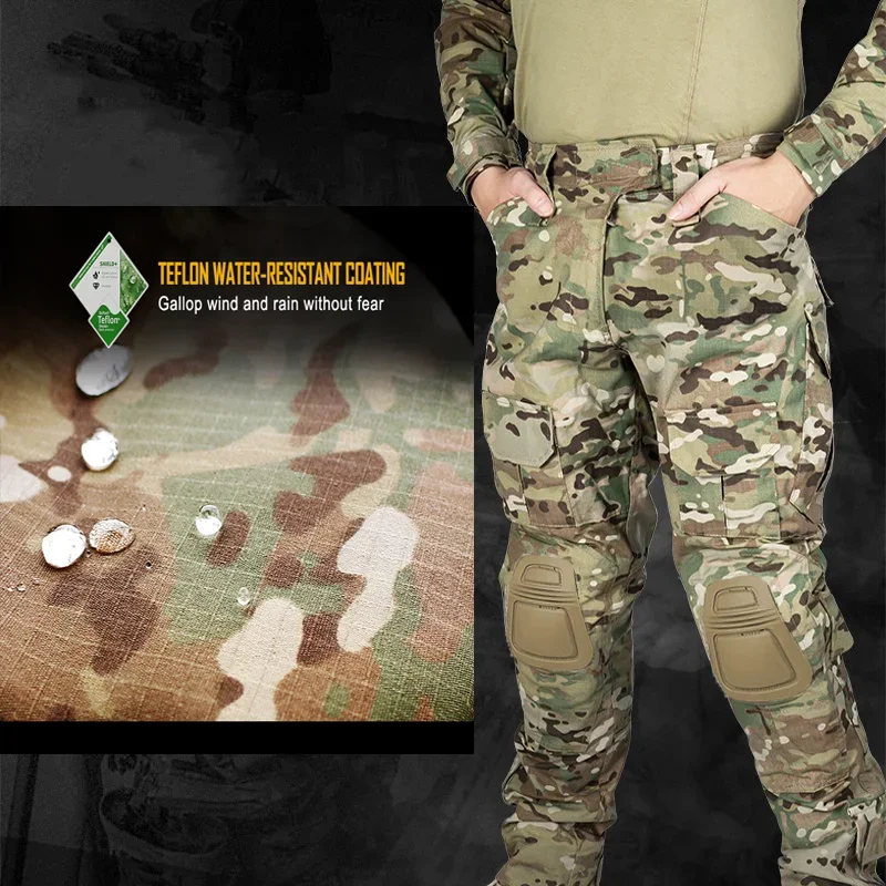 Pantalón táctico Multicam cargo con rodilleras resistente al desgaste - imagen 3