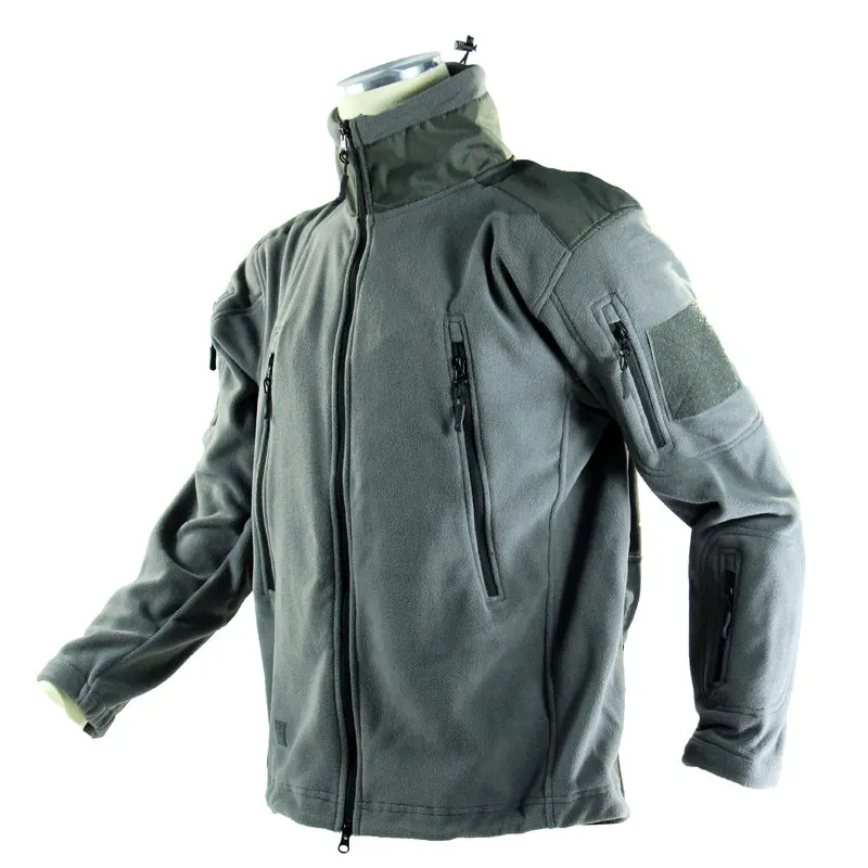 Chaqueta forro polar táctico nylon reforzado gris resistente al viento - imagen 2