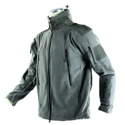 Chaqueta forro polar táctico nylon reforzado gris resistente al viento