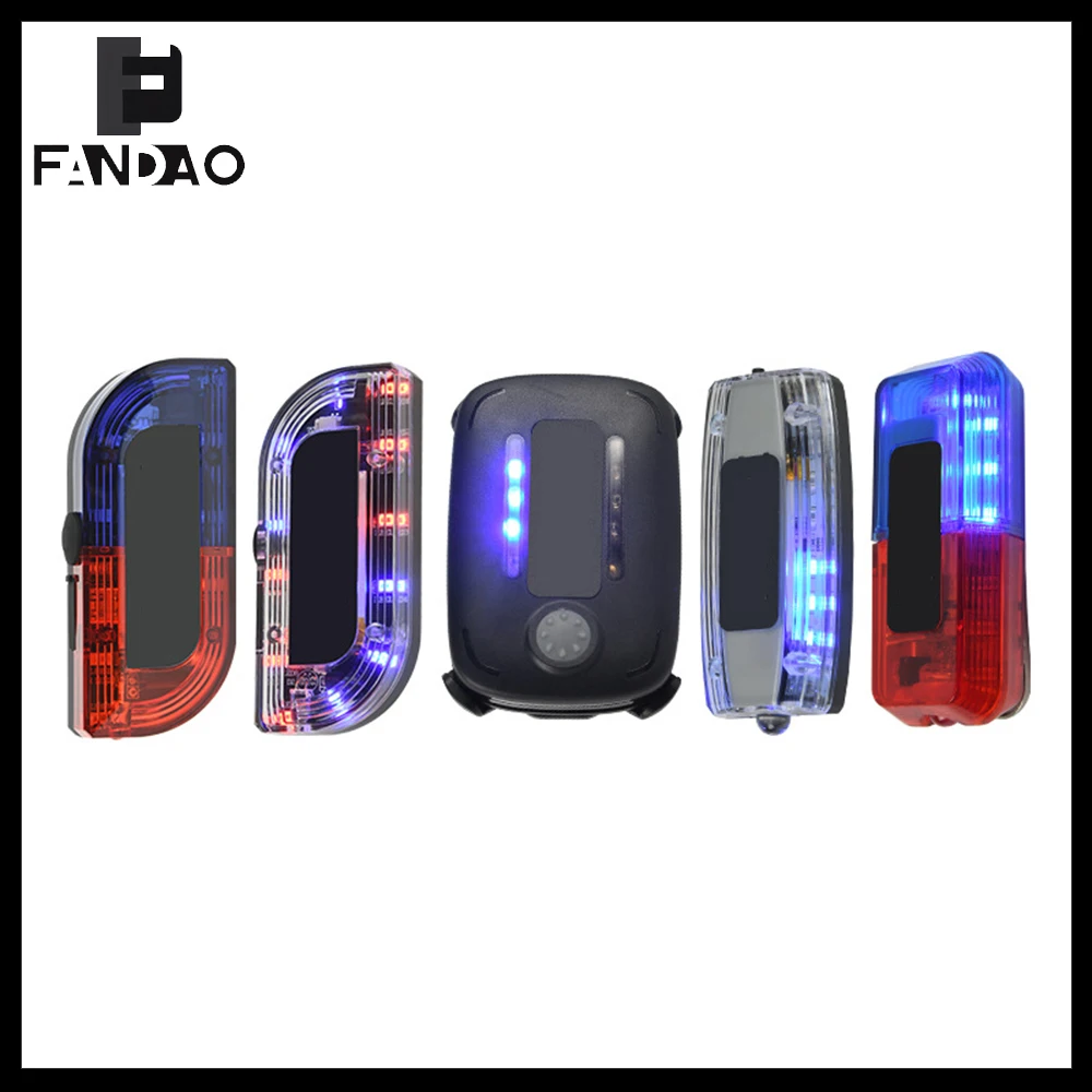 Luz de seguridad LED recargable con clip intermitente rojo/azul