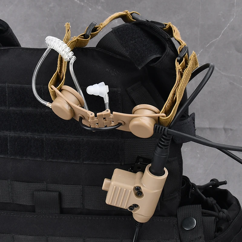 Auriculares tácticos WADSN con micrófono de garganta y PTT OTAN - imagen 5