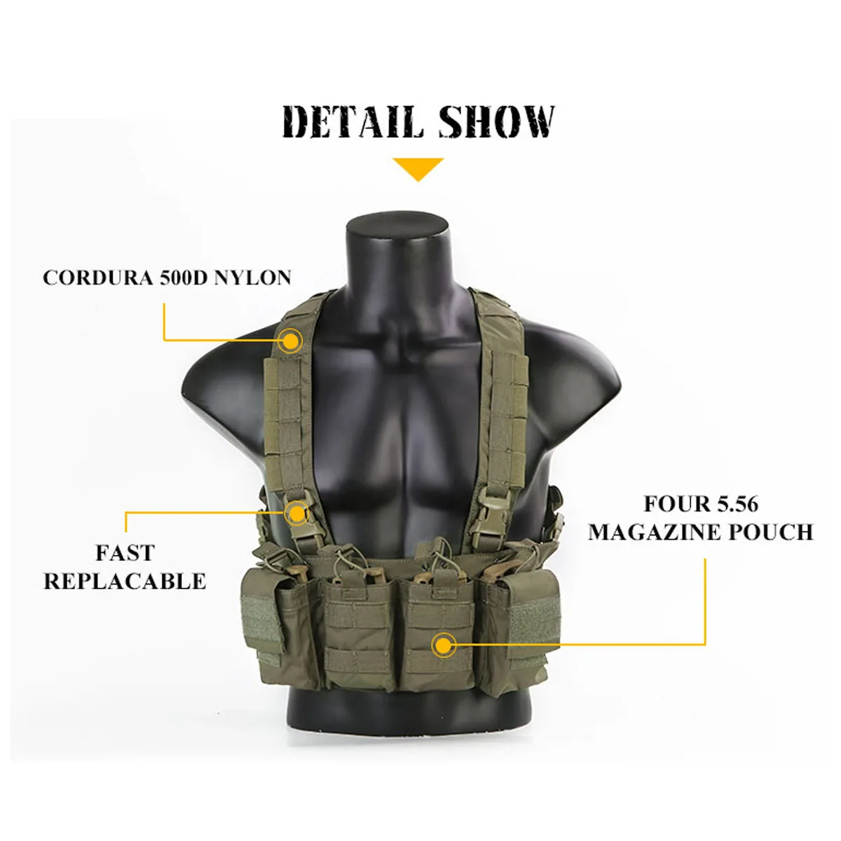 Chaleco táctico ligero EM7450 con bolsillos cargadores para airsoft - imagen 2