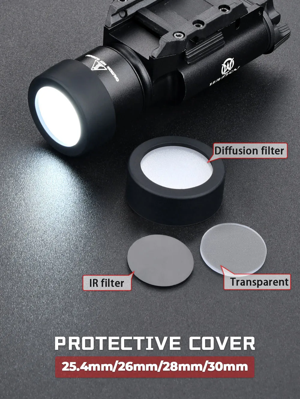 Protección de lente para linterna táctica