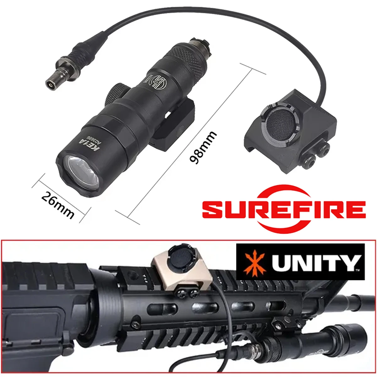 Linterna táctica SureFire Scout M300/M600 con interruptor remoto - imagen 5