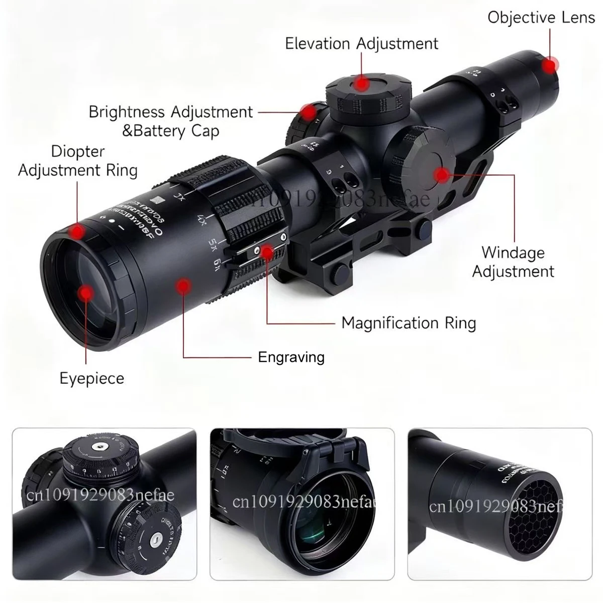 Mira táctica DWLR6 FFP retícula iluminada 30 mm montaje - imagen 3