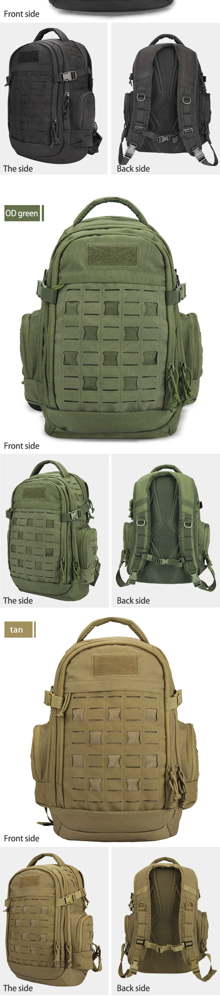 Mochila táctica YAKEDA camuflaje vista lateral