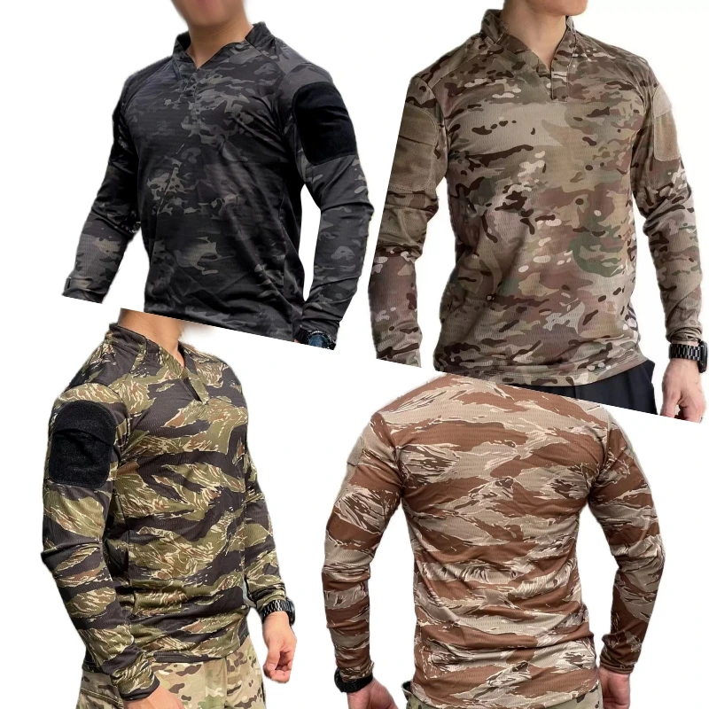 Camiseta táctica de manga larga secado rápido camuflaje tigre selva - imagen 2