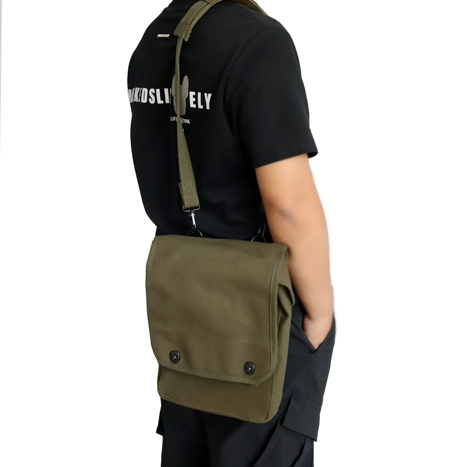 Bolsa táctica lona M1943 para mapas, mochila militar vintage retro - imagen 5
