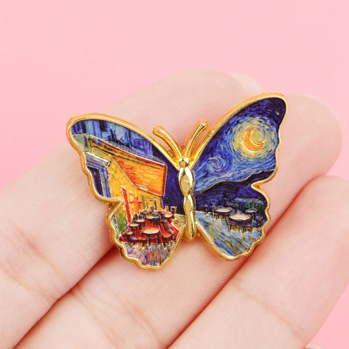 Pin esmalte mariposa cielo estrellado – Broche metálico para ropa y complementos - imagen 2