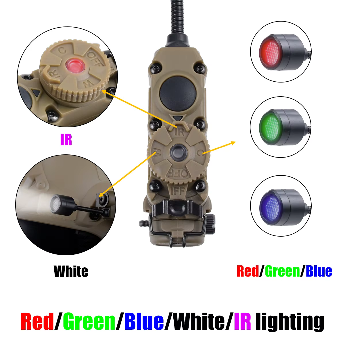 Luz estroboscópica LED táctica para casco con montaje lateral riel ARC - imagen 2