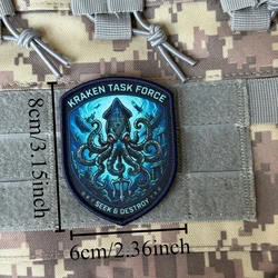 Parche táctico velcro pulpo Brigada Kraken estampado para gorra